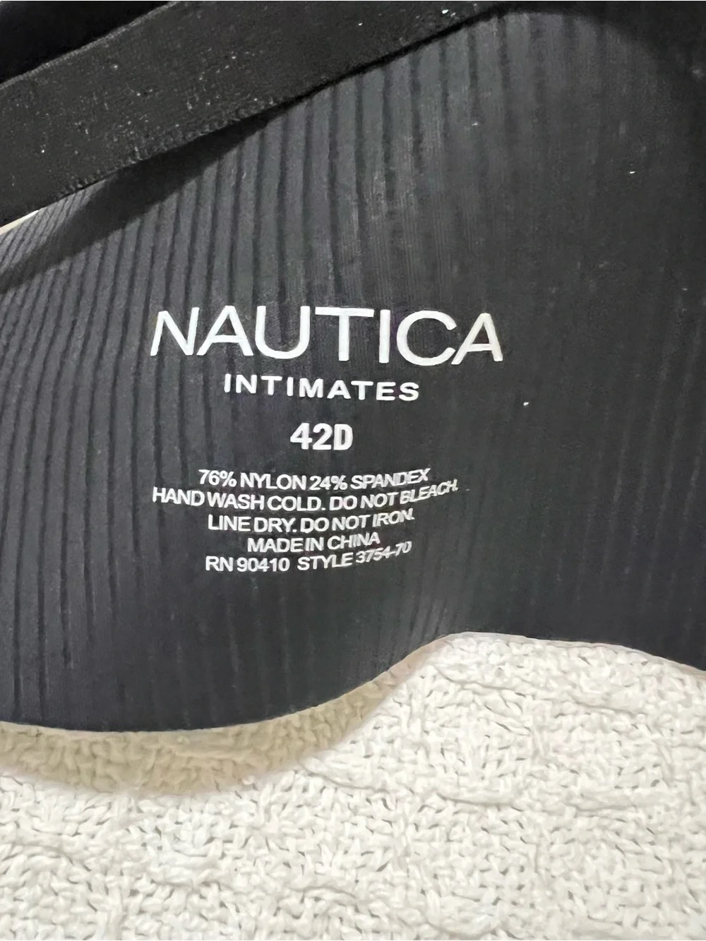 Nautica Micro Ribbed Molded Bra Full Coverage T-Shirt Bra Size 42D Black